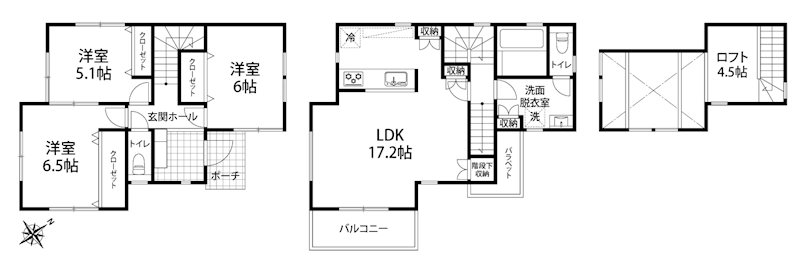 藤沢市辻堂東海岸2丁目　新築分譲住宅　A棟 間取図・土地図