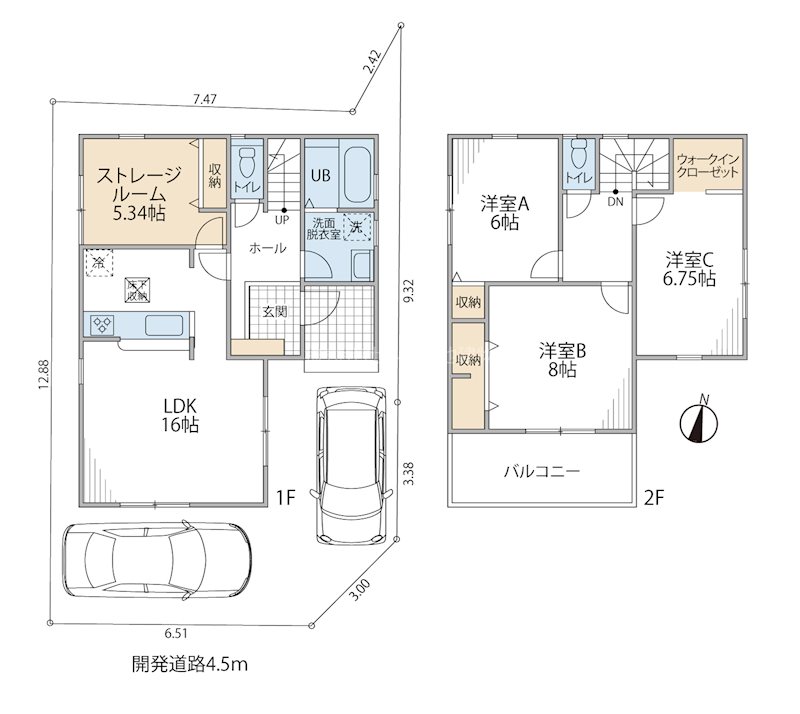 茅ヶ崎市松林2丁目 新築分譲戸建 4号棟 間取図・土地図