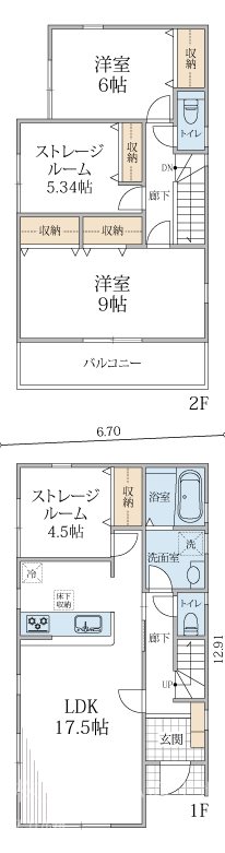 茅ヶ崎市ひばりが丘 新築戸建 ３号棟 間取図・土地図