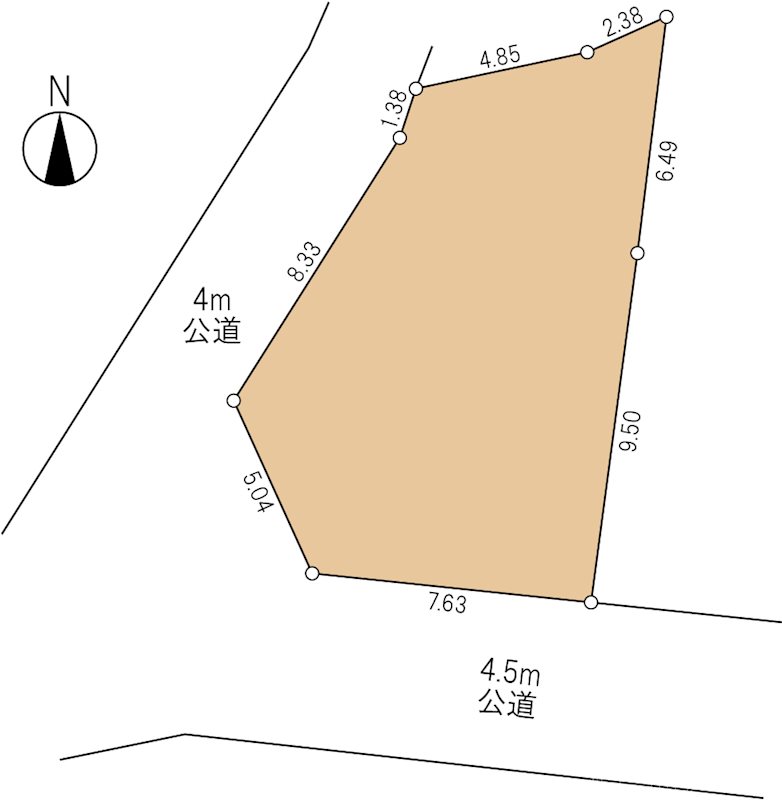 茅ヶ崎市菱沼一丁目 中古戸建 間取図・土地図