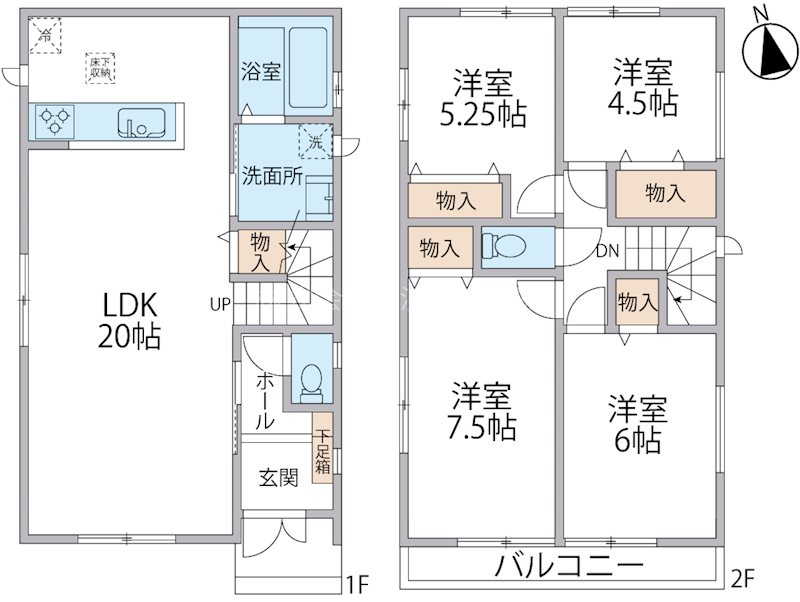 茅ヶ崎市室田1丁目 新築戸建 E号棟 間取図・土地図