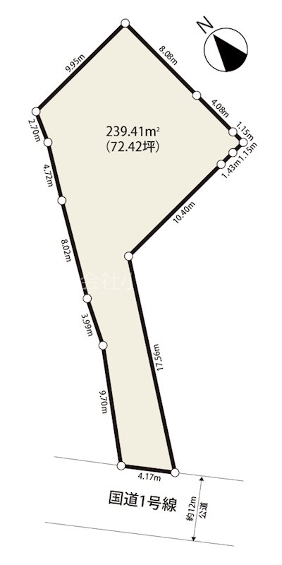 【建築条件なし】茅ヶ崎市下町屋２丁目売地 間取図・土地図